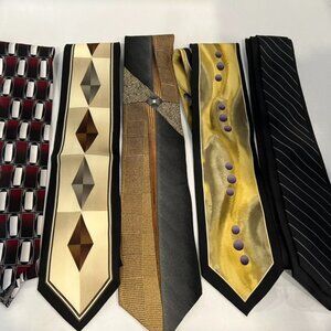 Vintage Lot of 5 Silk Brown Yellow Black Ties DiMoggio Dominica Enro